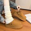 Women's Two-wear Soft Bottom Large Size Thickened Winter Warm Fur One Padded Lining Ankle Boots Non-slip Baotou Cotton Fur Slippers