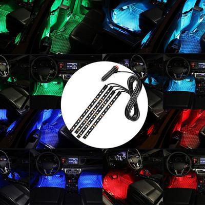 12 LED Car Interior Ambient Foot Strip Light Kit Single Decorative Color Lamp Atmosphere Accessories Neon Vehicle Auto J9G3