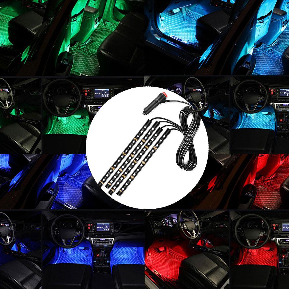 12led Car Interior Ambient Foot Strip Light Kit Backlight Atmosphere Decorative Auto 5v/12v Accessories Lamp Usb Neon Vehic S9x2