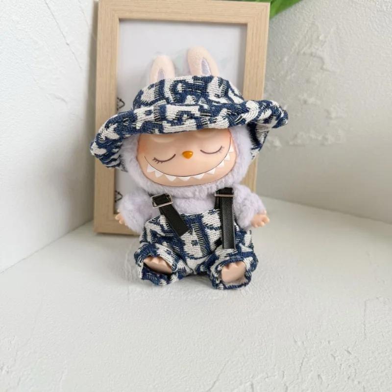 17CM Doll Clothes for Labubu Cute Doll Denim Set for Labubu Dolls Accessories Dress Up Clothes for Labubu Plush Doll (NO Doll)