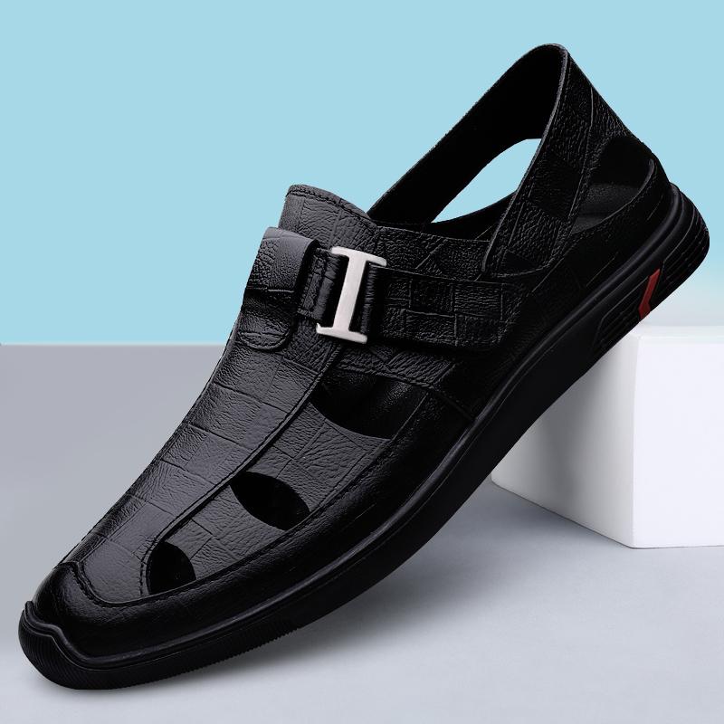 

Самые горячие продажи новейшие классические черные летние сандалии из натуральной кожи для мужчин роскошная пляжная обувь для отдыха на открытом воздухе дышащие удобные мокасины для мужчин 43
