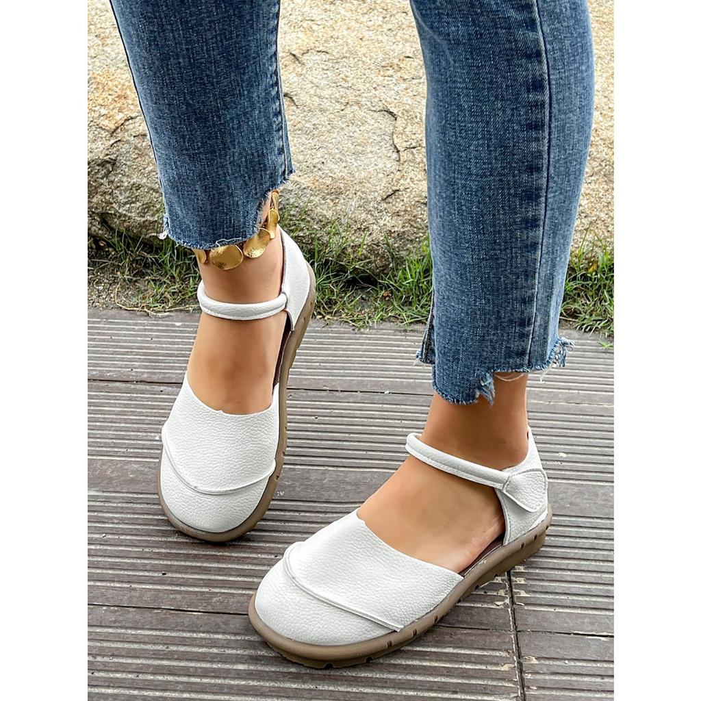 Sapatos Rasos Mary Jane Femininos de Dança com Renda, Fecho de Velcro Ajustável - Sapatos Casuais de Bico Redondo, Sapatos Solteiros Marrons Confortáveis para Todas as Estações, Vestuário Diário