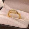 18K Goldplattierter offener Ring mit Zirkonia-Blattdesign - Luxuriös, Anlaufgeschützt, Ideal für Frauen