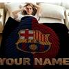 1PC FC Barcelona Custom Name Patterned Flannel Blanket Suitable For All Seasons for Home Decor Warmth and Comfort Gifts Holiday Present