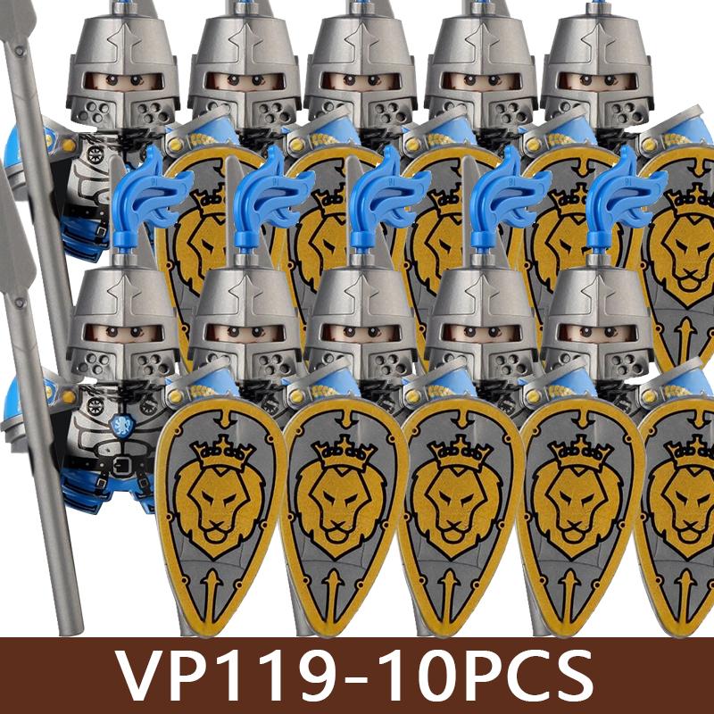 Medeltida Slottssoldat Figurer Byggklossar Militär Armé Riddare Romersk Krigare Infanteri Milis Orcher Tillbehör Klossar Leksaker