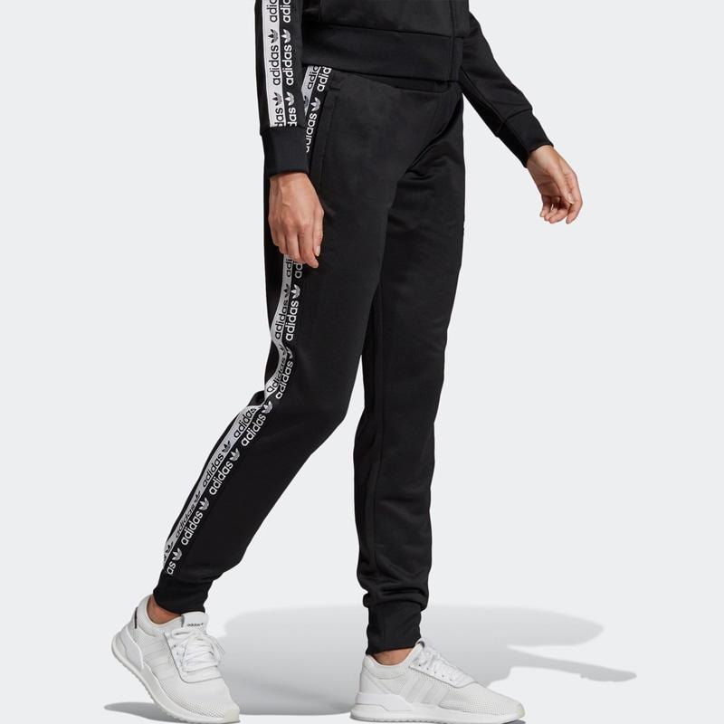 Adidas Originals Side Logo Print Casual Knit Retro Sport Splicing Knit Pants Women Pants Black FI7114