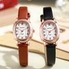 New Fashion Oval Dial Women Quartz Watches Simple Thin Leather Strap Women Wristwatch Vintage Arabic Numerals Dial Clock Gifts