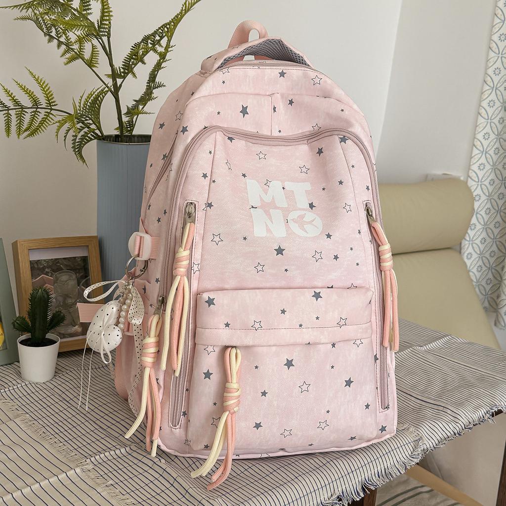 Schoolbag Student Schoolbag Junior High School Girl Large Capacity Cute Star Backpack Ins Wind Students High School Casual Backpack