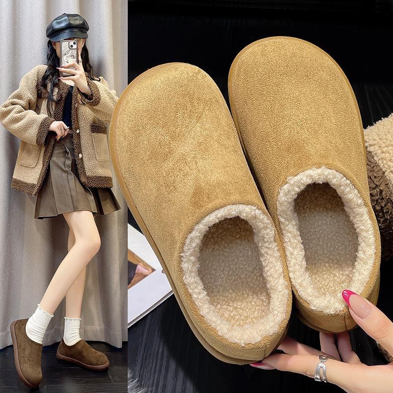 [sheii] Wool small potatoes~ Baotou inner height increase fluffy slippers women's cotton shoes