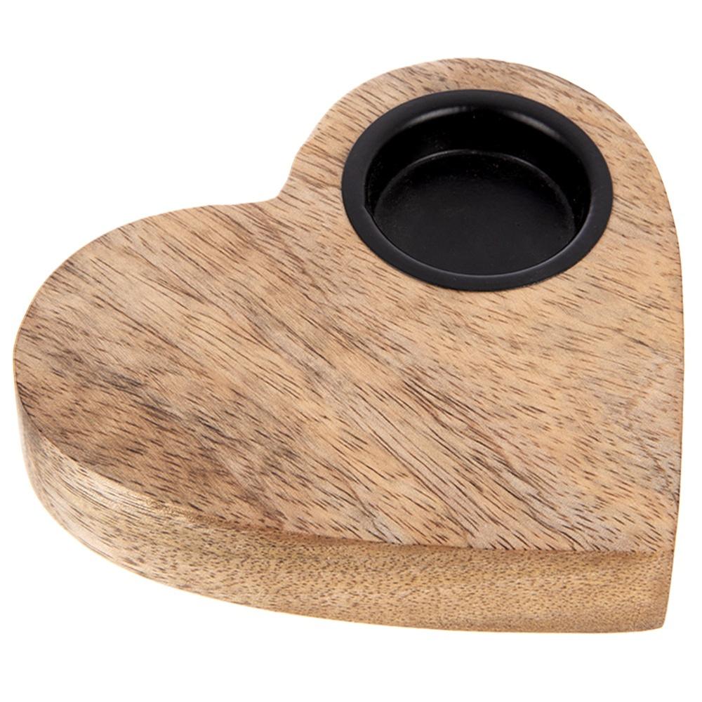 Świecznik Drewniany Stojak Podstawka Świeczkę Tealight Stół Serce 13 Cm