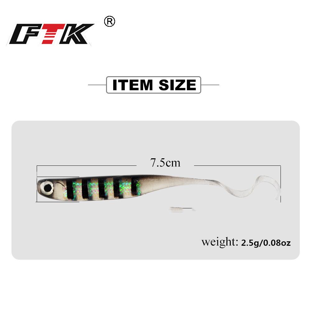 5pcs Soft Jerk Baits 7.5cm Silicone Fishing Lure Soft Worm 1.8g Rubber Swimbait Artificial Lures for Pike Perch Carp Fishing