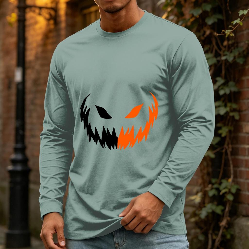 Men's Halloween Casual Long Sleeve Neck Shirt