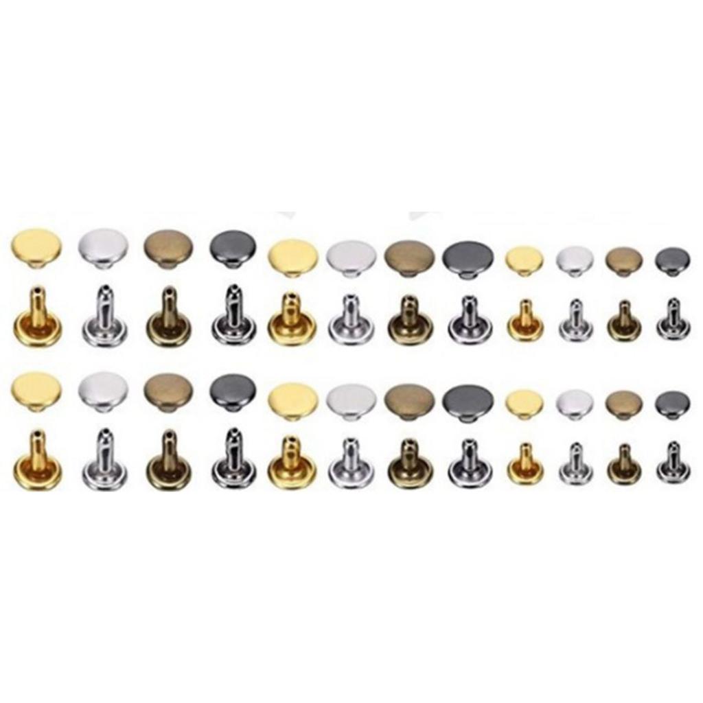 Double Sided Rivet Set Metal Studs Binding Studs Screws Assortment with Hole Punch Tool 4 Color