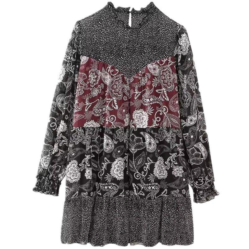 

Fashion Style Winter New Women s Clothing Loose Design Patchwork Print Short Dress 0387179 330 Picture color L