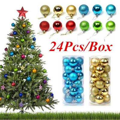 24Pcs Christmas Balls Creative Party Colorful Rainbow Xmas Tree Ornaments Wedding Decoration Fantastic Atmosphere Home Festival Decoration