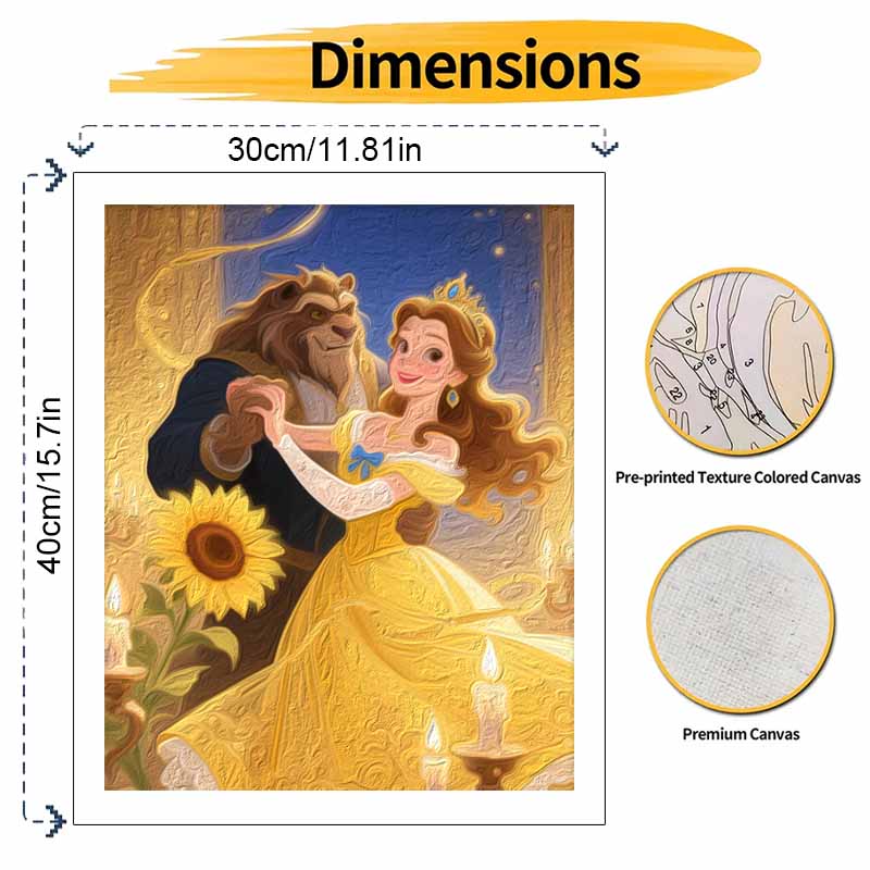 Disney Beauty and the Beast Digital Oil Painting Art Kit Handmade DIY Home Decor Gift