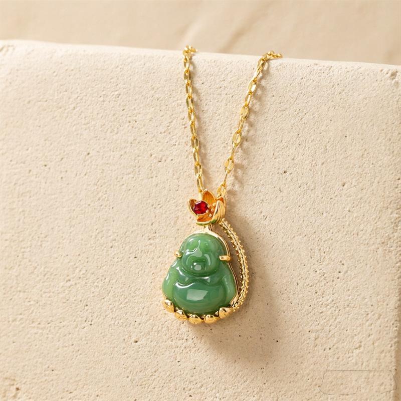 Popular European and American hip-hop style Buddha pendant jewelry female, synthetic zircon exquisite personalized portrait necklace