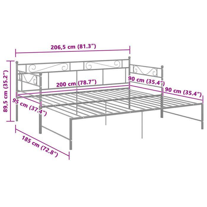VidaXL Extendable Sofa Bed Frames Metal Grey 90x200 Cm, Grey, Metal