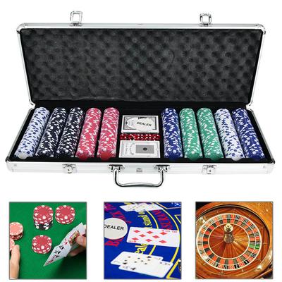 Cips Seti Texas Kartları Poker Zarları Desteler Seti Casino Oyunu Aksesuarları 500 Adet