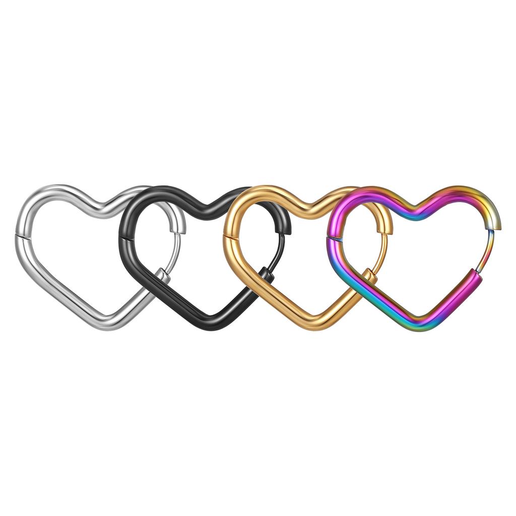Heart Stainless Steel Ear Buckles Trendy Simple Titanium Steel Earrings Unisex Earrings