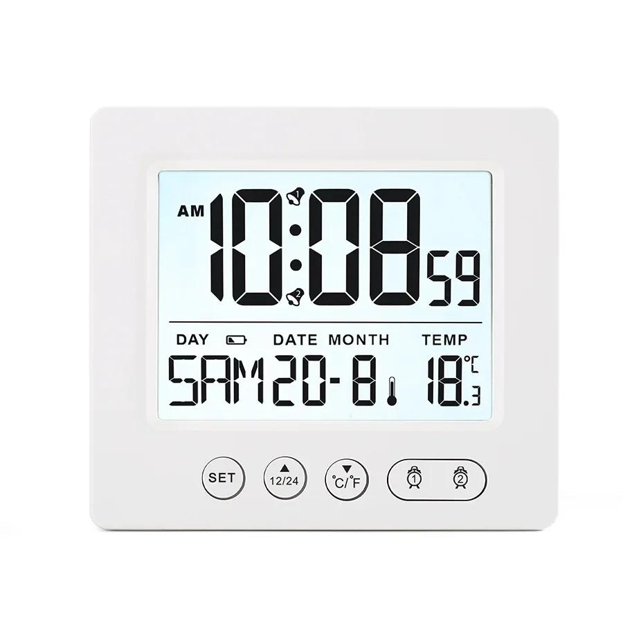 

1pc LCD Screen Touch Snooze Backlight Electronic Digital Dual Alarms Clock ,Indoor Outdoor Temperature Thermometer белый