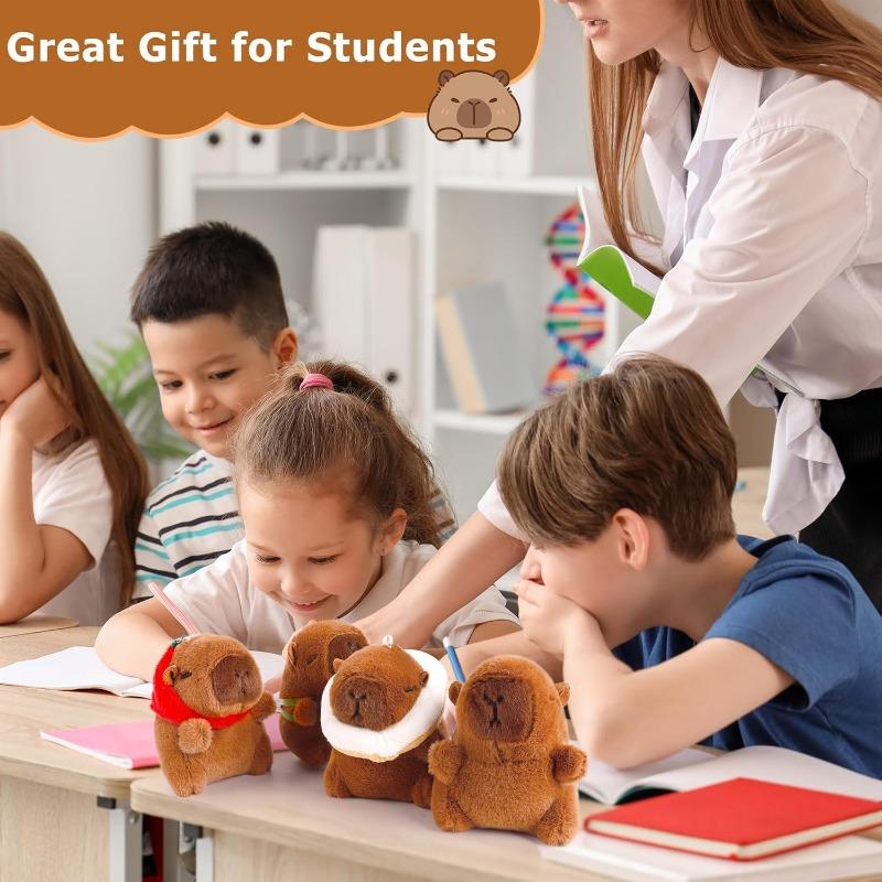 4 Pack Capybara Keychain Plush, Capybara Stuffed Animal Toys with Clothes Accessories,Valentine's Day Gifts for Kids