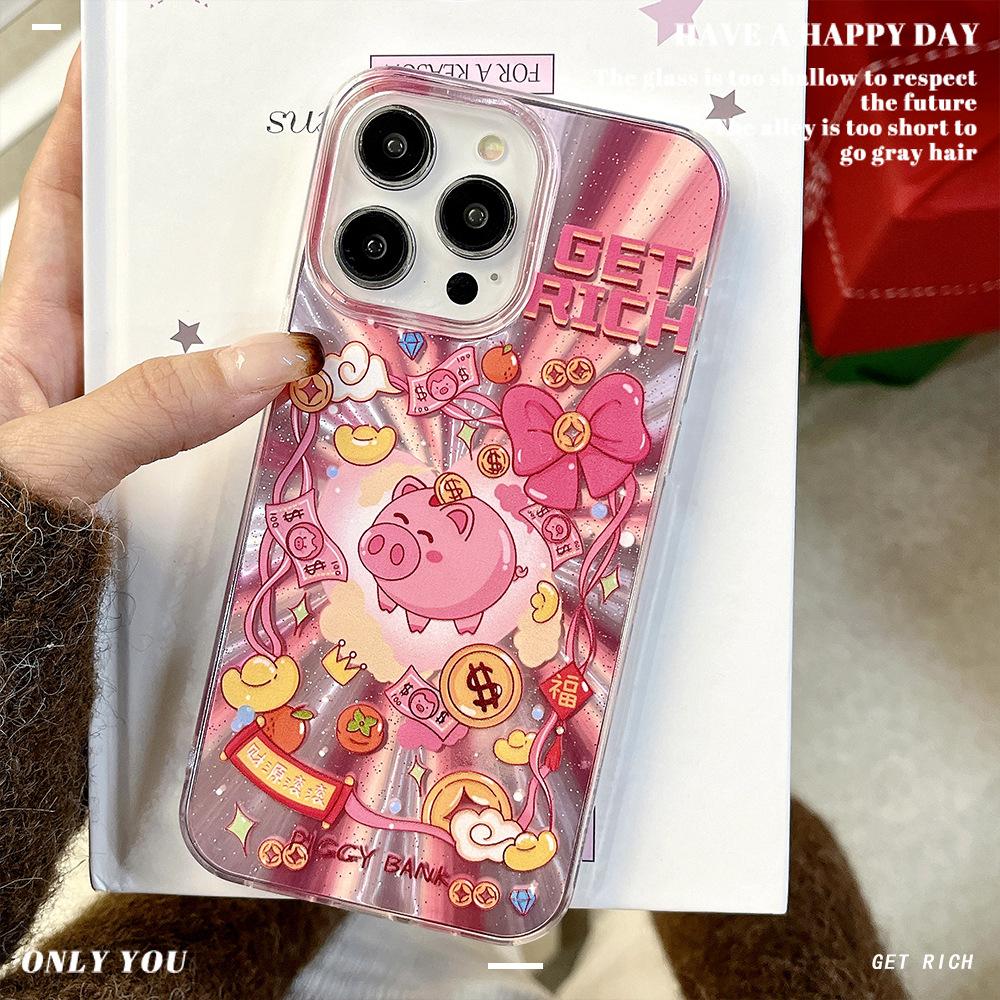 

Милая копилка-свинка Свинка Подходит для чехла для мобильного телефона Apple 16 Защитный чехол для iPhone15 14 13 12 Твердый 11 Мягкие края Apple 12