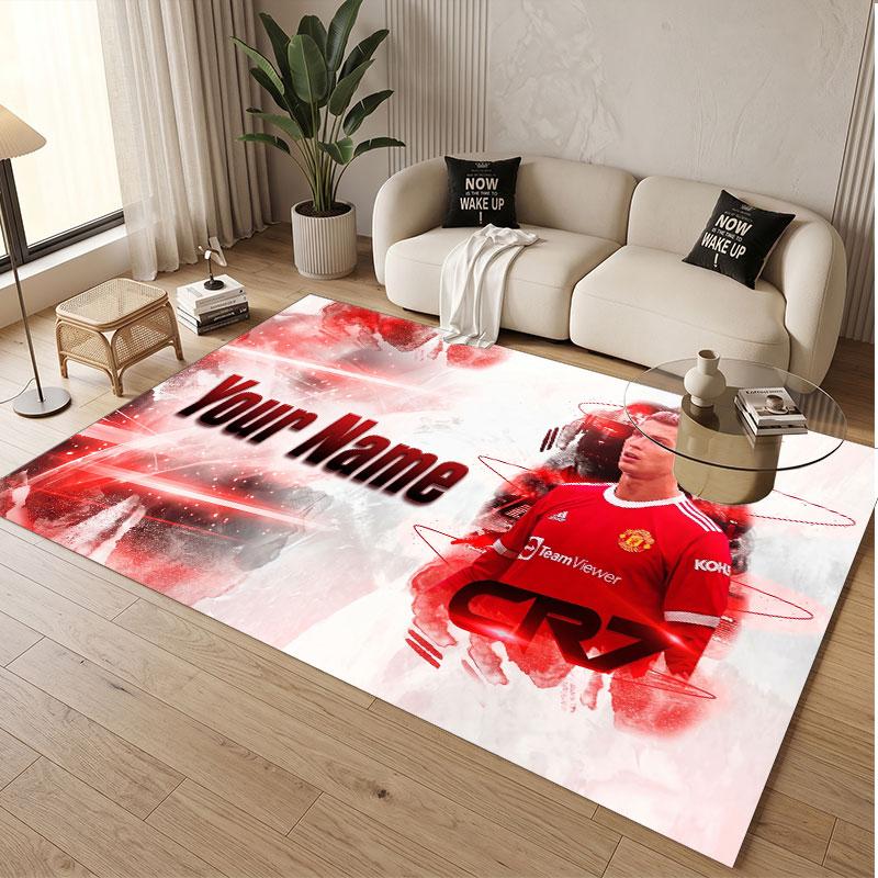 Tappeto Personalizzato Cristiano Ronaldo Modello Stampa Nome Testo Morbido Antiscivolo Tappeto per Pavimento per Decorazione Interna Casa