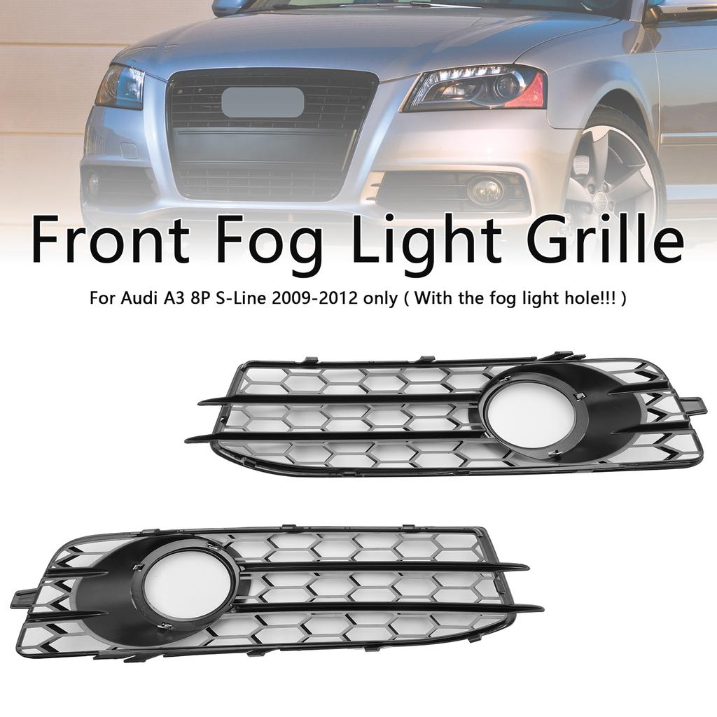 Honeycomb Front Bumper Fog Light Grille Cover Fit A3 8P S-Line 2009-2012