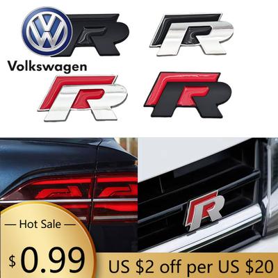 2026 New For VOLKSWAGEN VW 3D Metal Logo R Emblem Car Front Grill Badge Rear Trunk Sticker For Volkswagen VW Golf 4 5 6 7 Polo