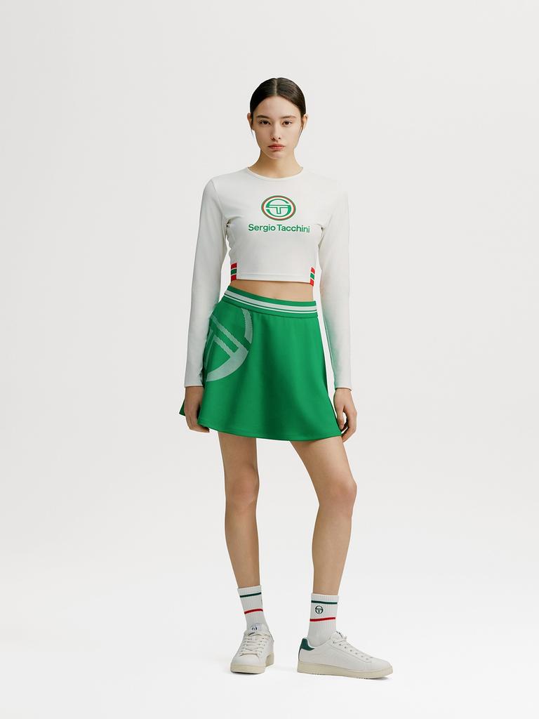 SERGIO TACCHINI W Gottham Rapazza Print Flare Skirt (Green)