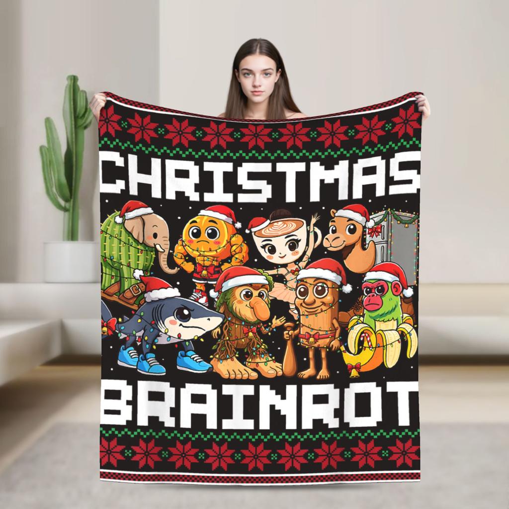 Marcus The Worm Ugly Christmas Plush Blanket Italian Brainrot Funny Throw Blankets for Home 150*125cm Ultra-Soft