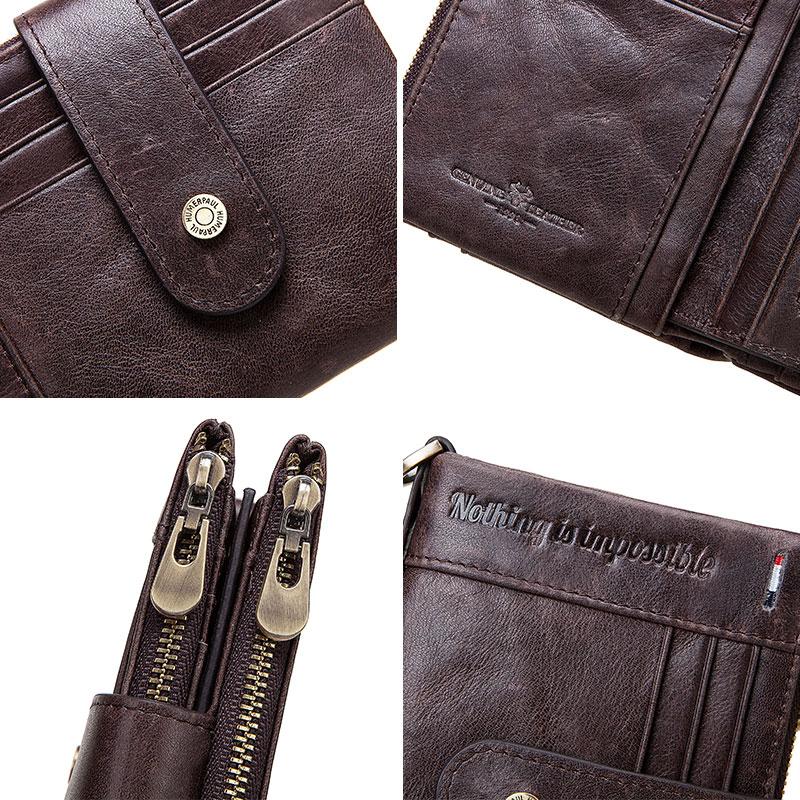 HUMERPAUL Мужские кошельки из натуральной кожи RFID Тонкий двойной засов Короткий мужской — фото 5