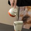 Kung Fu Ceramic Tea Set Plant Ash Persimmon Tea Pot with Bamboo Filter for Household Coffee & Tea Travel-Ready Kettle