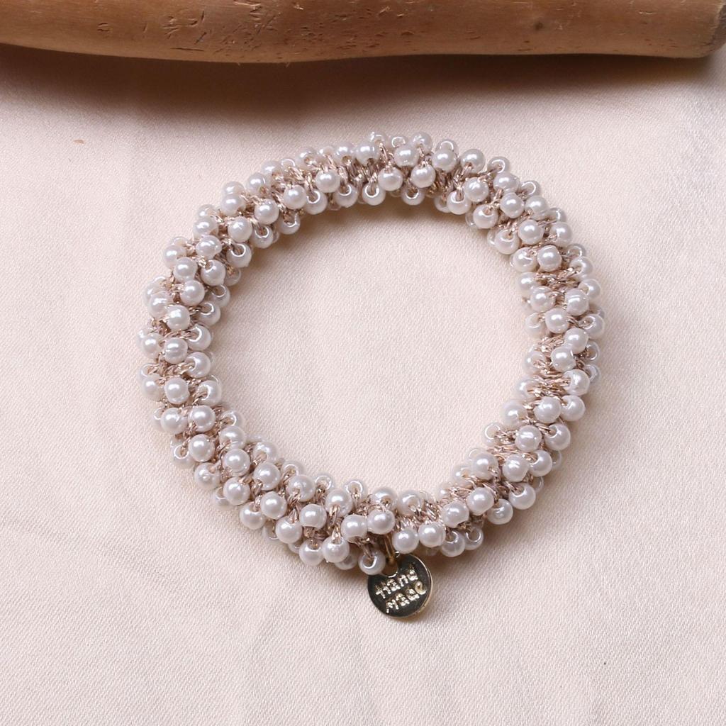 Koreanische einfache Perle elastische Haarbänder Frauen elegante Haar Seil Krawatten Mädchen Kopfbedeckungen Haar-Accessoires