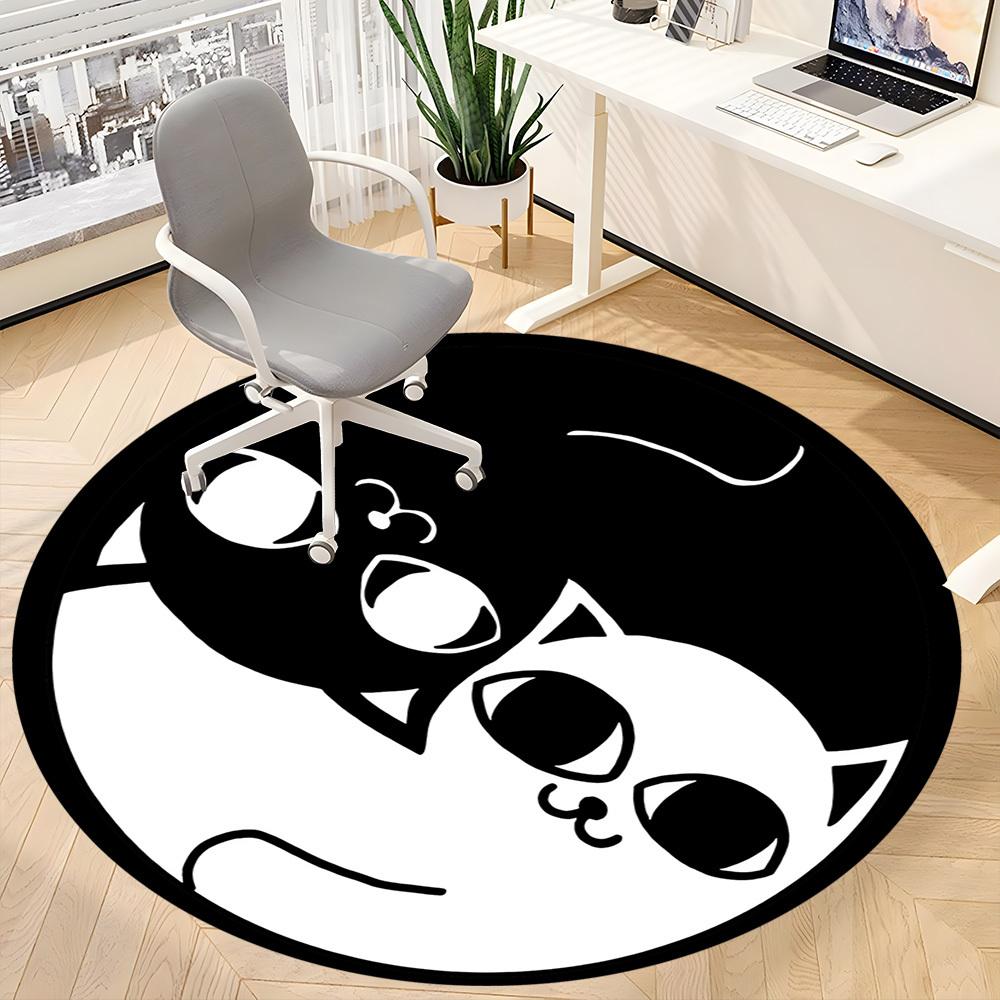 1pc Kittens Cats Office Round Area Rug, Under Office Chairs Bedroom Living Room Home Decor, Room Deco, Available In Various Sizes