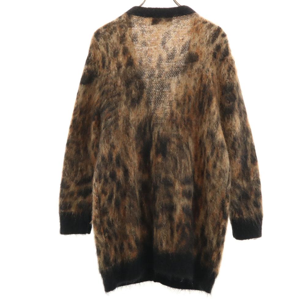 Celine Italian Mohair Blend Leopard Pattern Long Sleeve Cardigan S Brown Men's Used