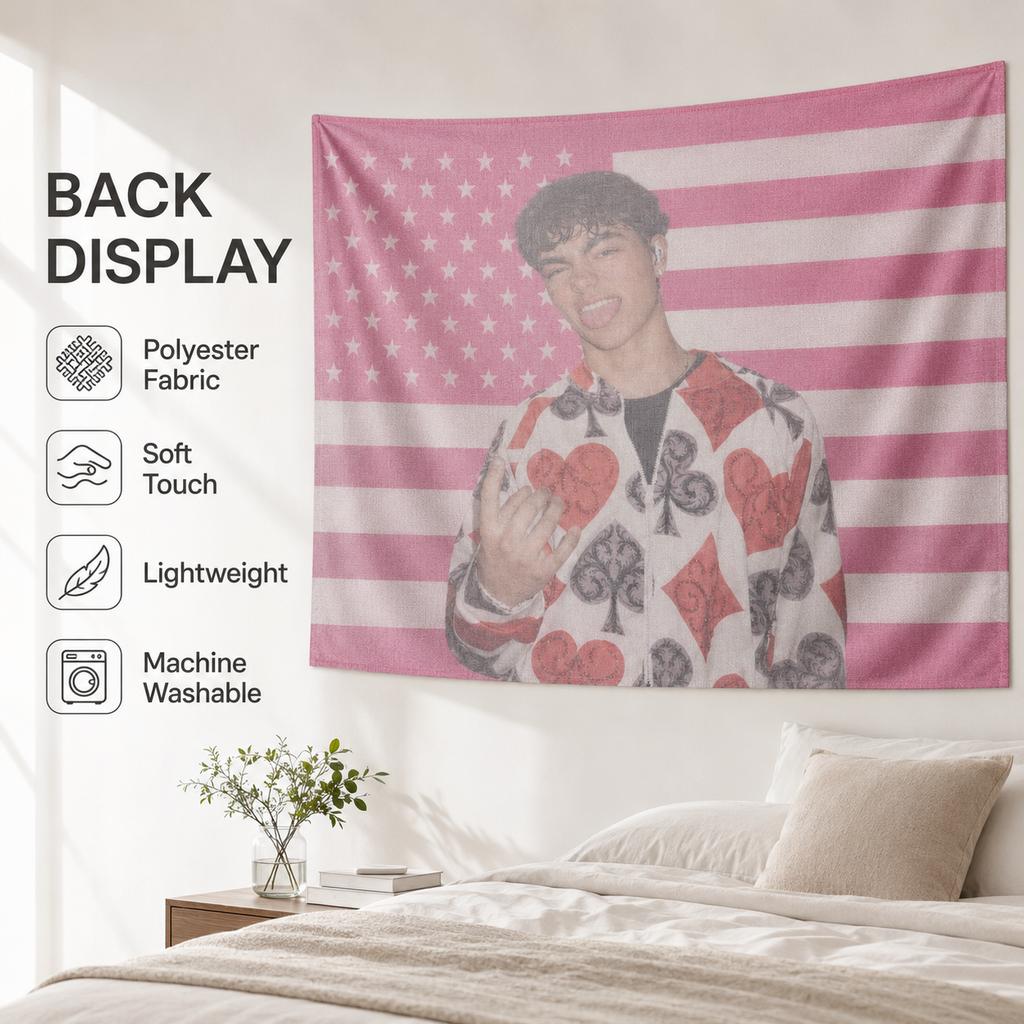 PopStarMalachi B-Baron Tapestry flat print Pink Stars StripesFlagWallHanging for Teen Bedroom Dorm Aesthetic Room Decor Fan Gift