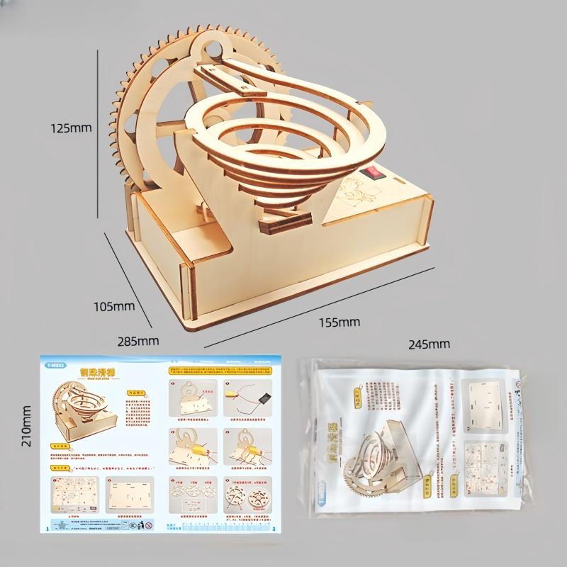 DIY Wooden Electric Track Steel Ball Slide Toy Kids Physics Science Toys Experimental STEM Kit Learning Educational for Kid Gift