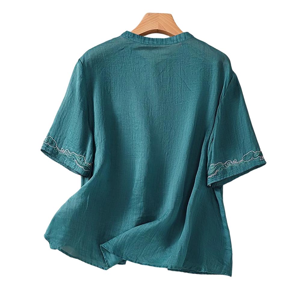 Damen Frühlingstop Bestickte Bluse Sommerhemden für Damen Lockerer Schnitt Lässige Damen Sommerhemden Bequemes Design