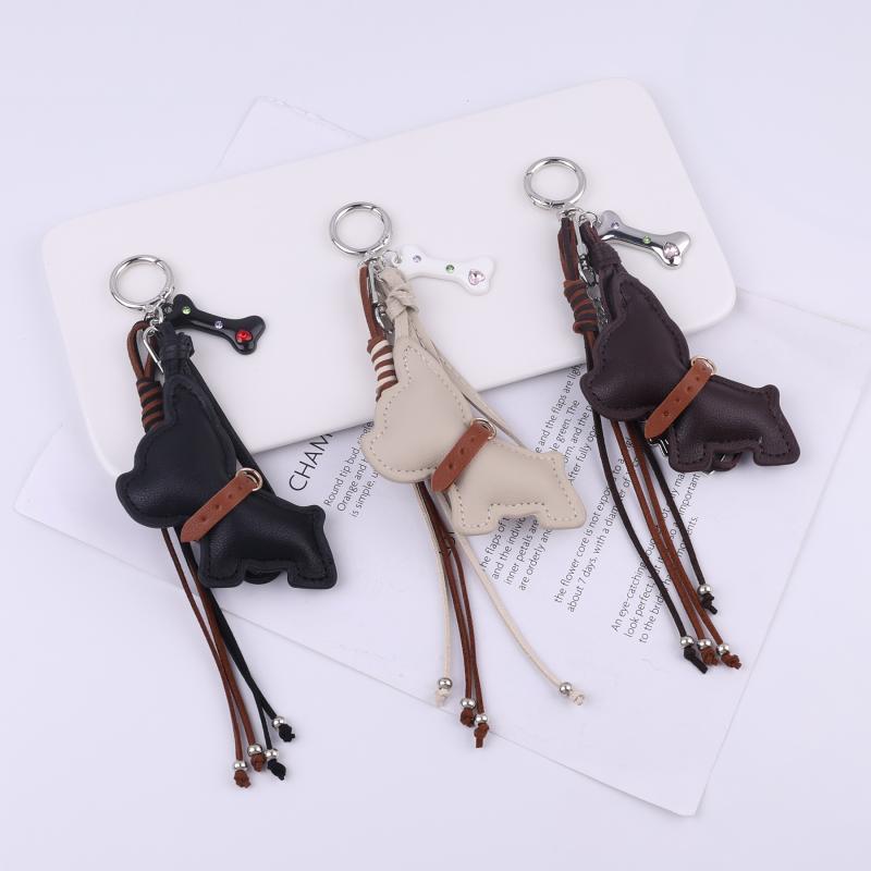Y2K Skinn Valpe Nøkkelring Ins Vintage Flettet Tau Nøkkelring Trendy Bilnøkkelholder Veske Anheng Hengepynt