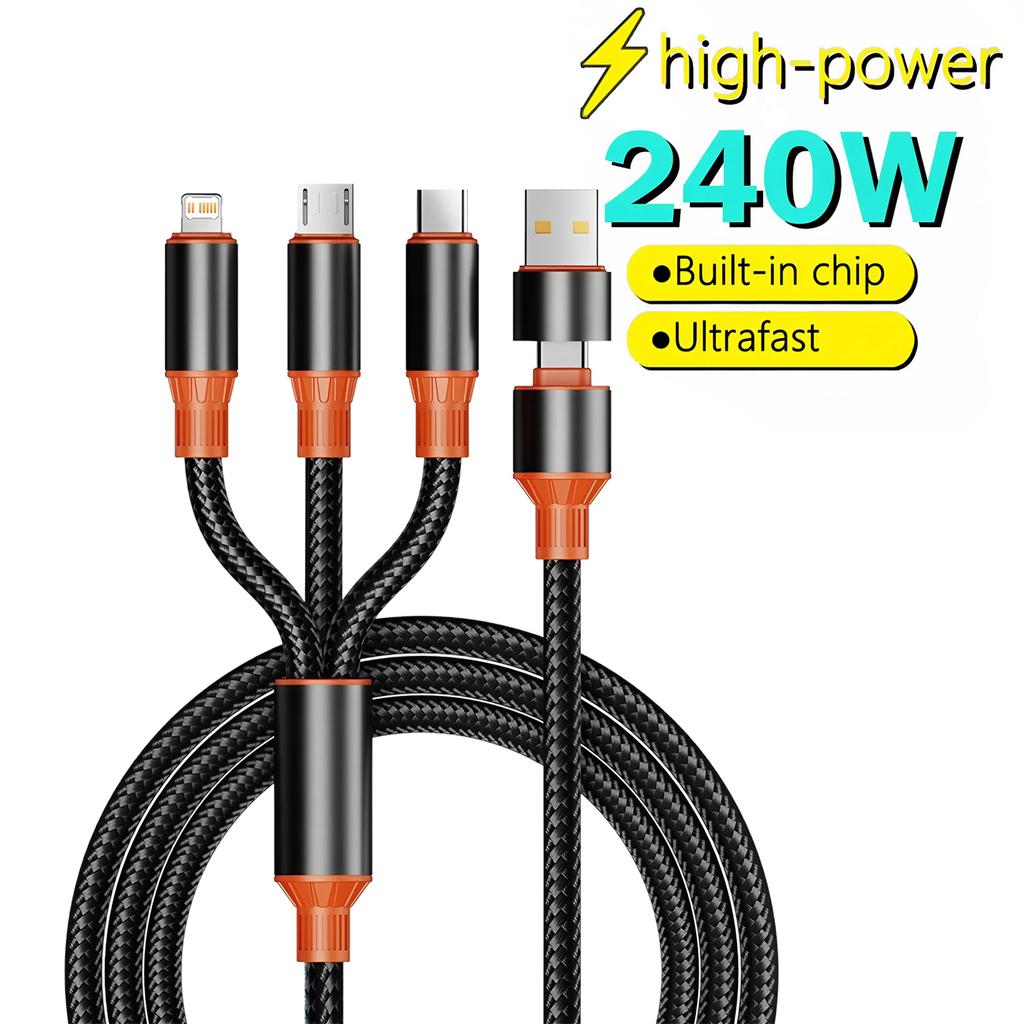 3 in 2 Charging Cable Multi Usb Port Multiple Usb Charging Cord Type C Micro Charger Mobile Phone Wire For iPhone 14 13 12 Xiaom