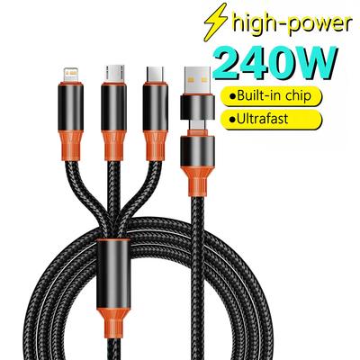 3 In 2 USB Type C Cable for iPhone 15 14 13 12 ProMax 11 Charger Cable 100W 3 In 1 Cable for Samsung Xiaomi Mi Macbook