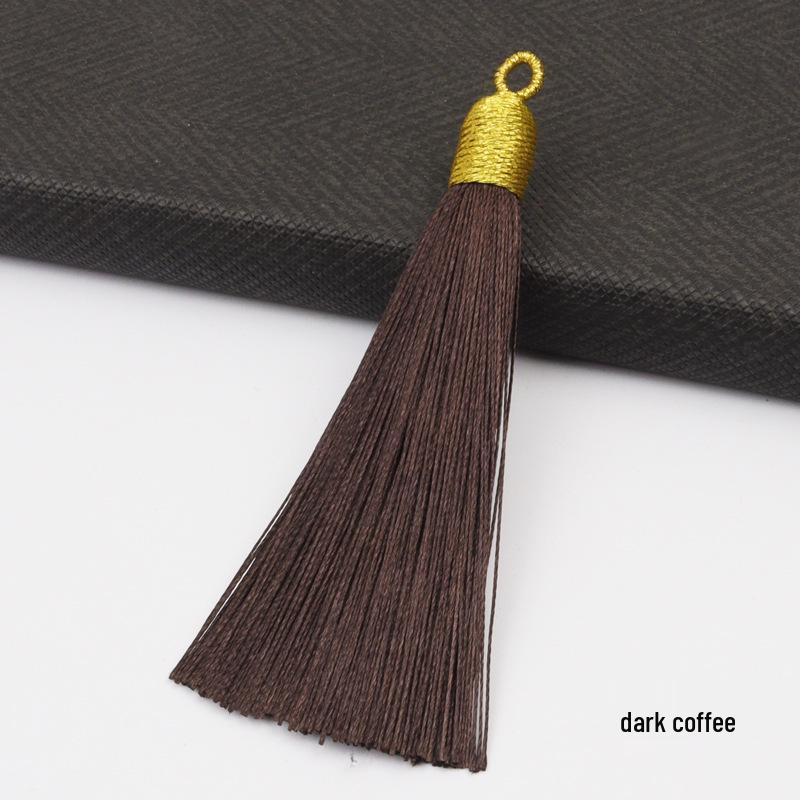 8CM Gold Threaded Cap Pull Ring Tassel Fringe Ornament Pendant Bookmark Accessory