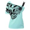 Trendy Summer Butterfly Print Off-shoulder T-shirt For Women Loose Fit