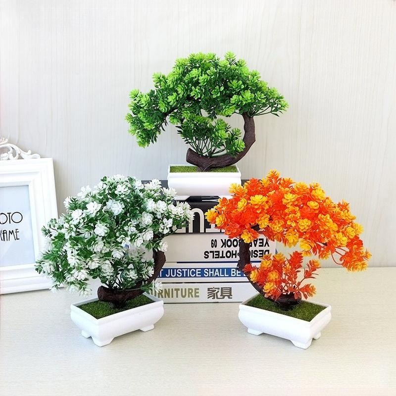 Plantas Artificiales Decoración Bonsái en Maceta Árbol Pequeño Maceta Planta Falsa Maceta Adornos de Jardín Zen Decoración de Mesa Hogar Habitación