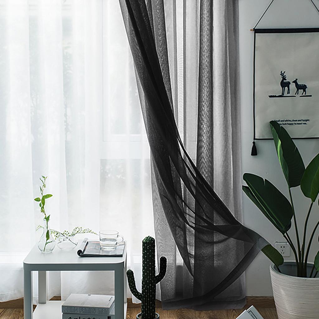 1pc Modern Style Sheer Curtain, Solid Colour Rod Pocket Curtains for Living Room Bedroom, Home Decoration, French Window Screen