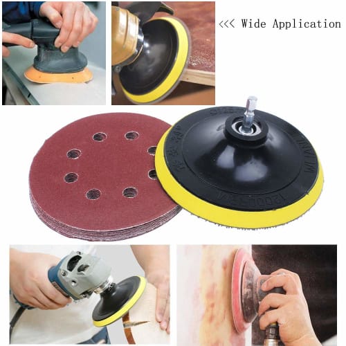 AUTOTOOLHOME Disc Sandpaper, Magic Sandpaper, Round, 125mm Diameter, 8 Holes, M10 Hex Shank (60#/80#/120#/180#/240#/400#/600#/800#), Total of 81 Piece