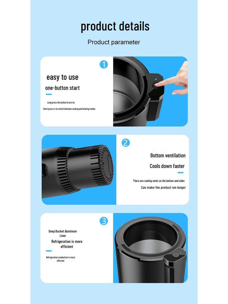 Bärbar Bilvärme- & Kylkopp, 12V/24V, Mini-kylskåp med Konstant Temperatur