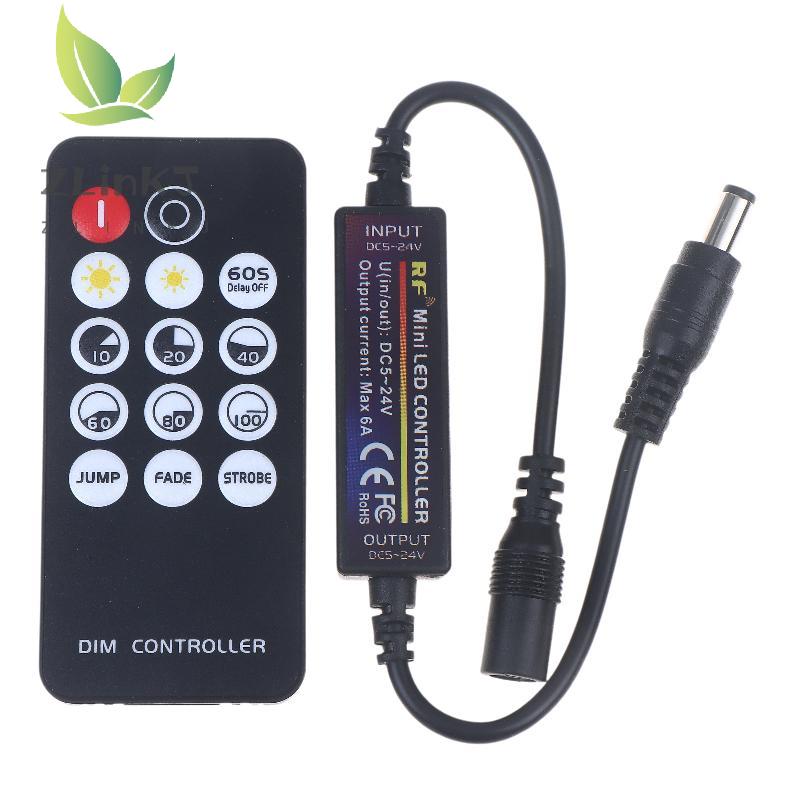 1 Set Mini RF Wireless 14Keys 2.4G Remote Control DC12V LED Dimmer 24V 5V 6A For 2835 5050 Single Color LED Strip Lights Dimmer